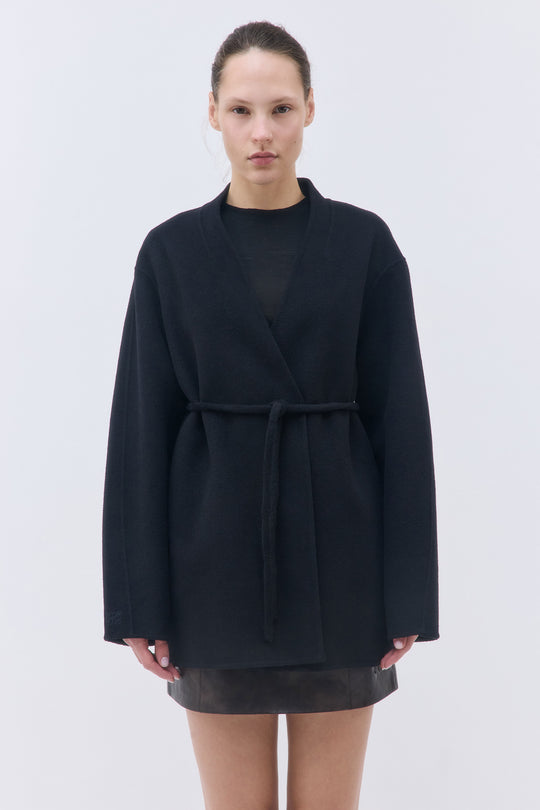 Double Wool Wrap Coat