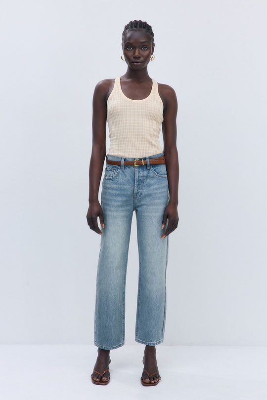 No.5| High Waist Straight Cropped Denim