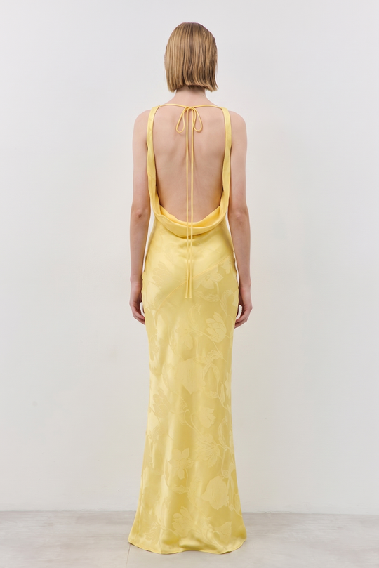 Satin Draped Back Maxi Dress