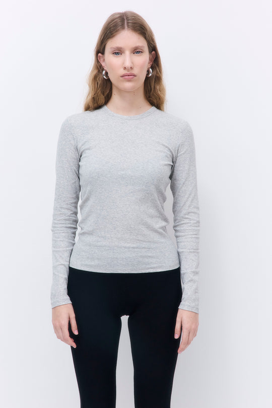 Classic Ribbed Fitted Long Sleeved T Shirt