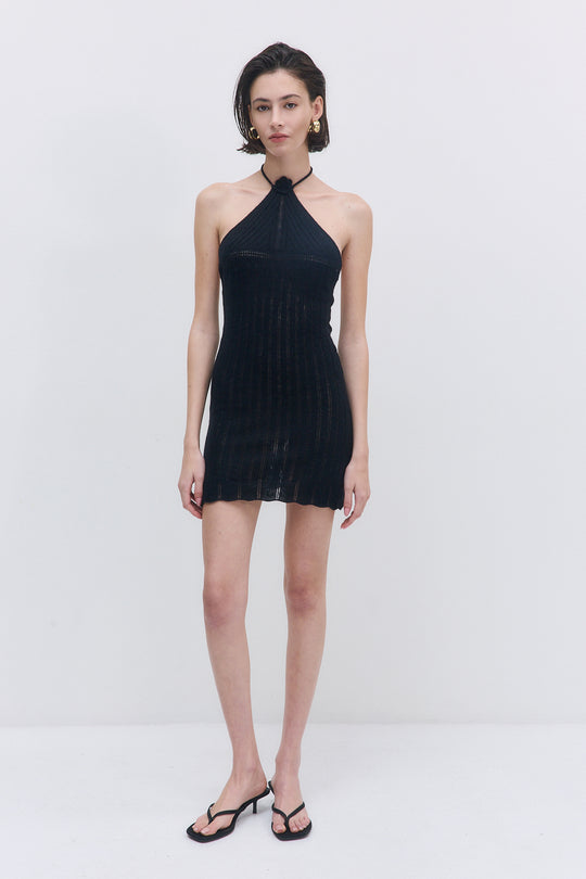 Fuzzy Halter Mini Dress