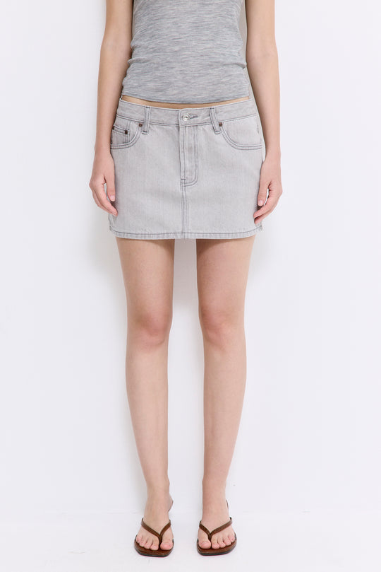 Low Rise Mini Denim Skirt