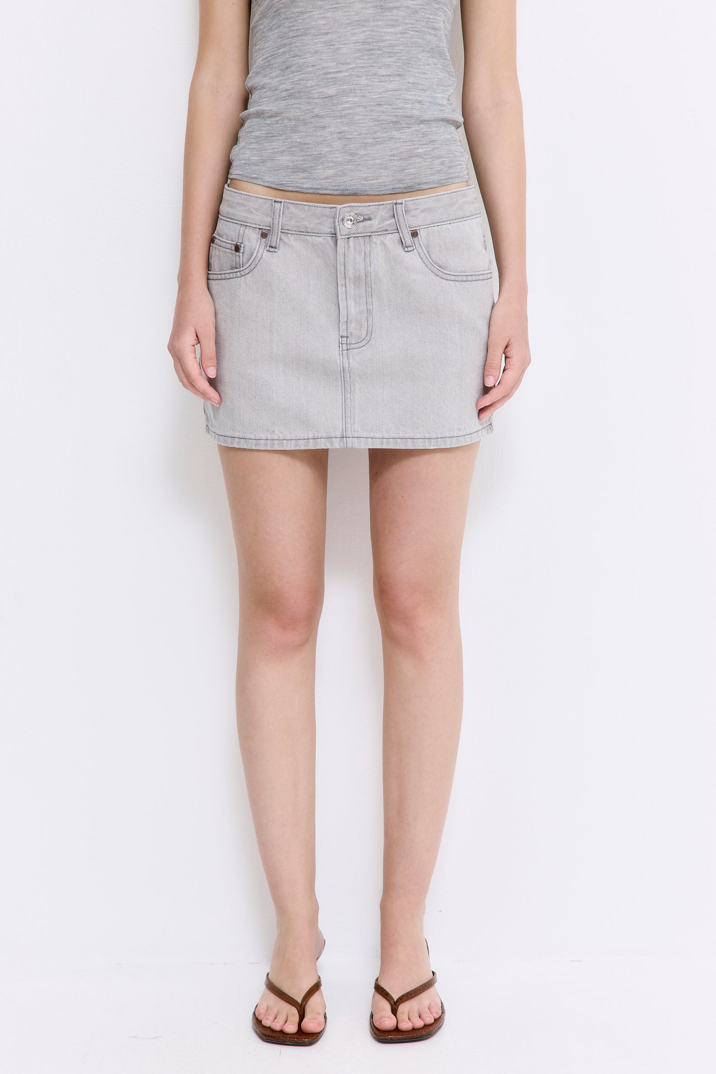 Low Rise Mini Denim Skirt