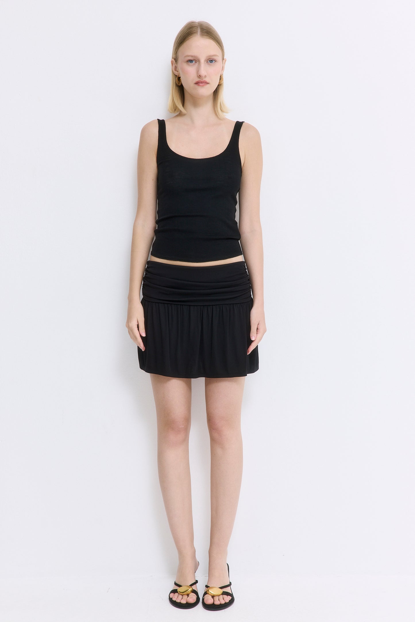 Draped Jersey Mini Skirt