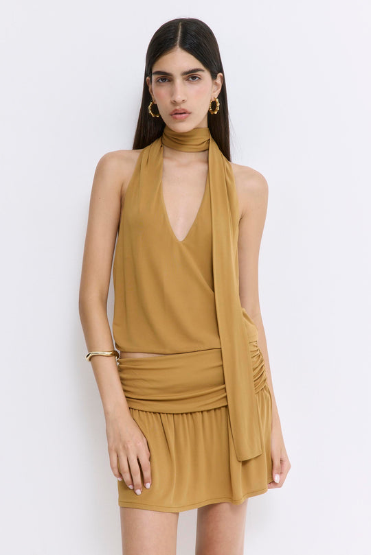 Draped Jersey Deep V Top