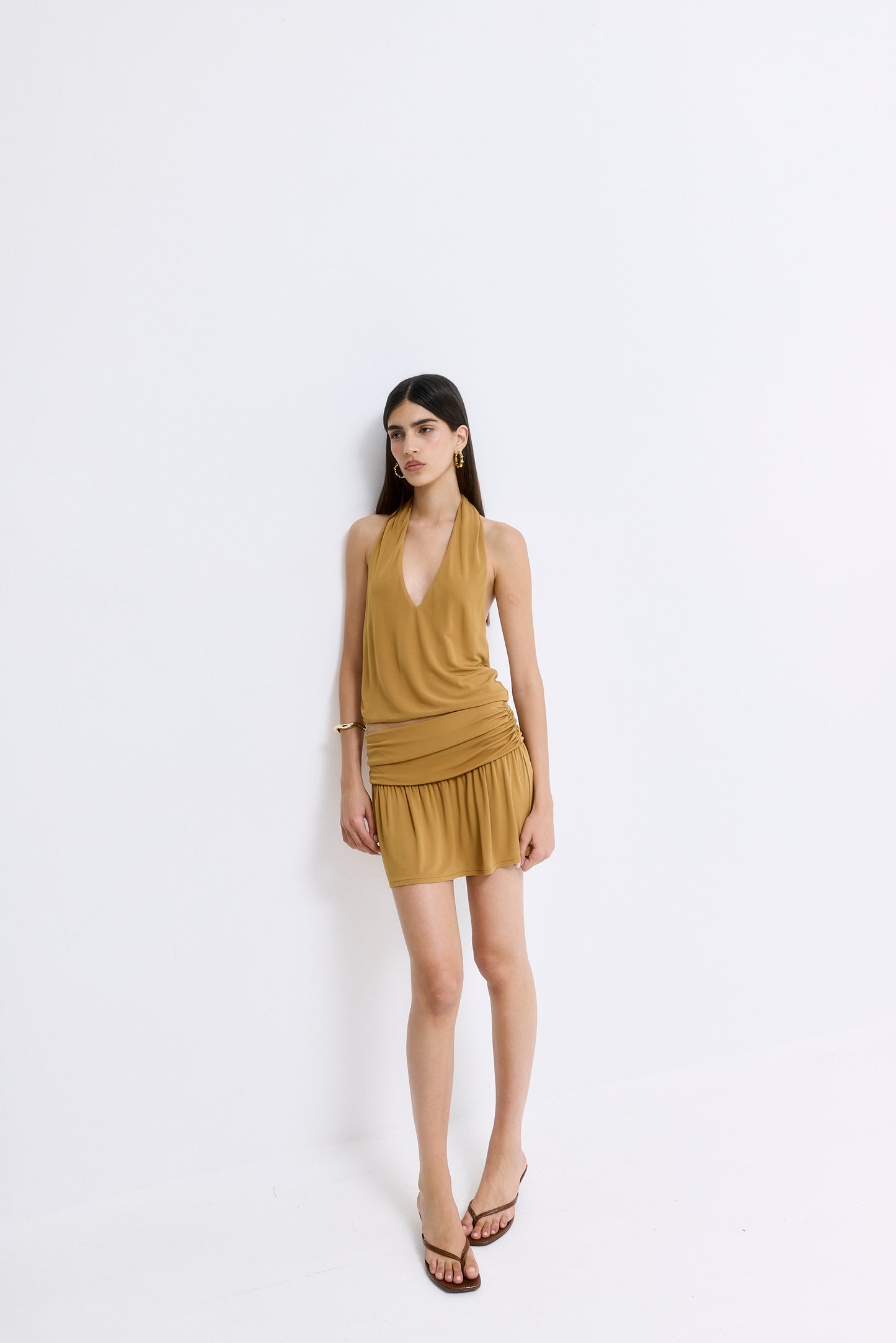 Draped Jersey Mini Skirt