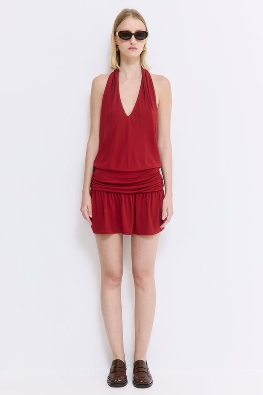 Draped Jersey Mini Skirt