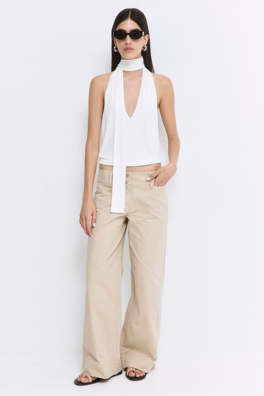 Draped Jersey Deep V Top