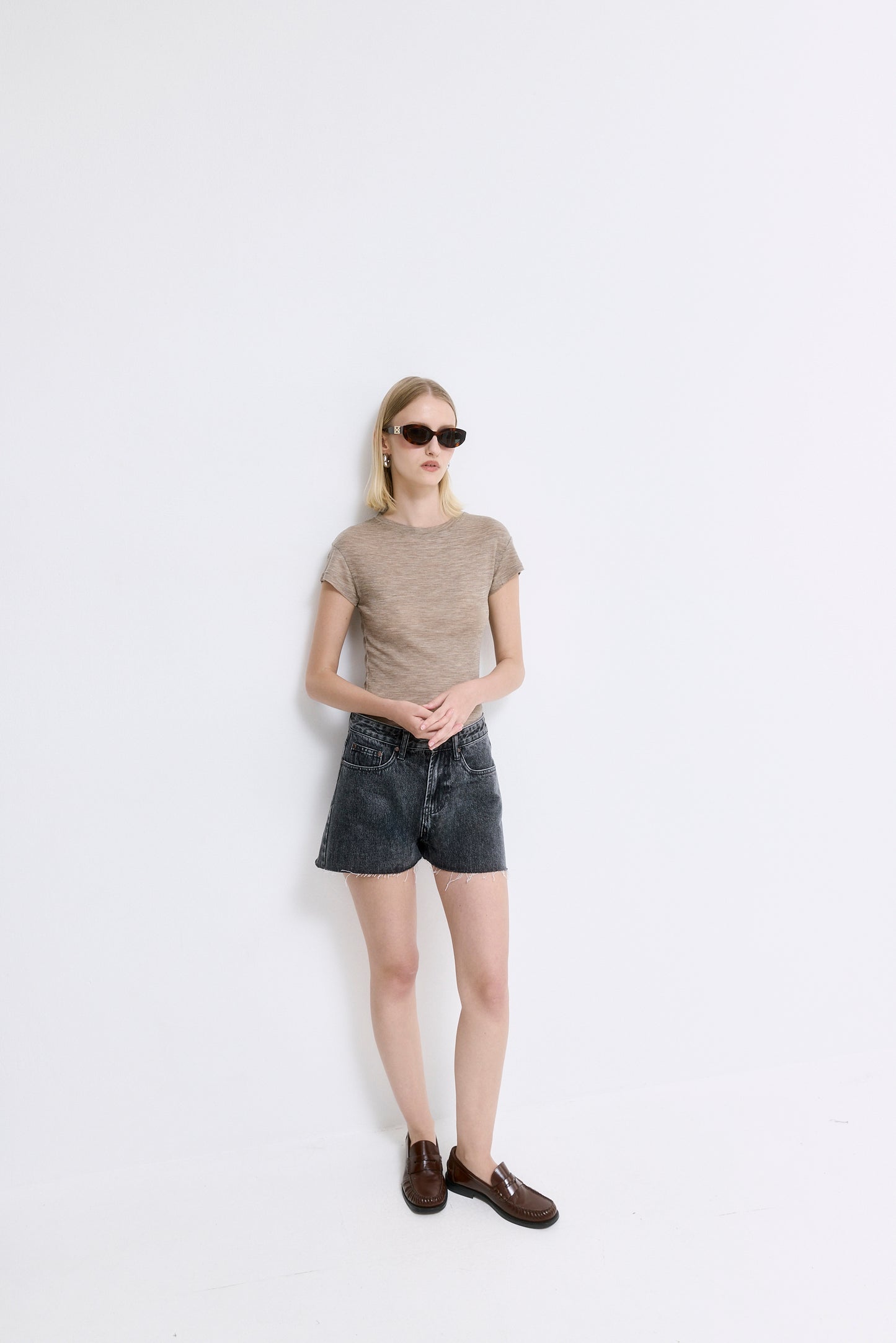 Mid Rise Denim Shorts