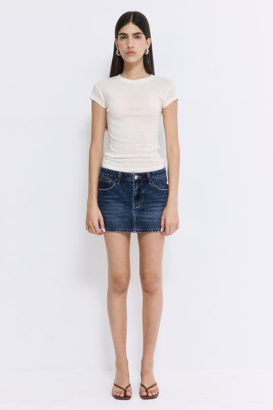 Low Rise Mini Denim Skirt