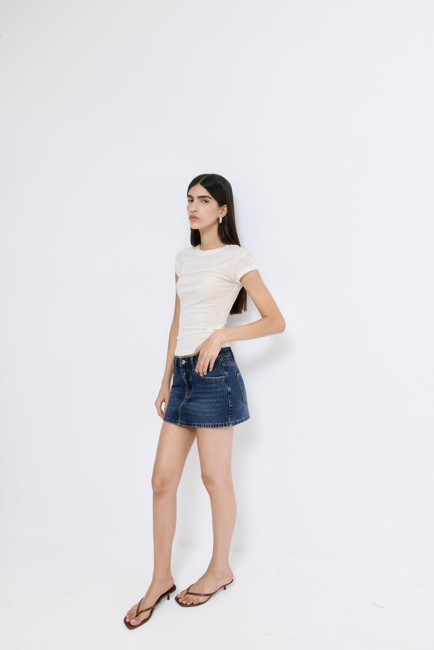 Low Rise Mini Denim Skirt