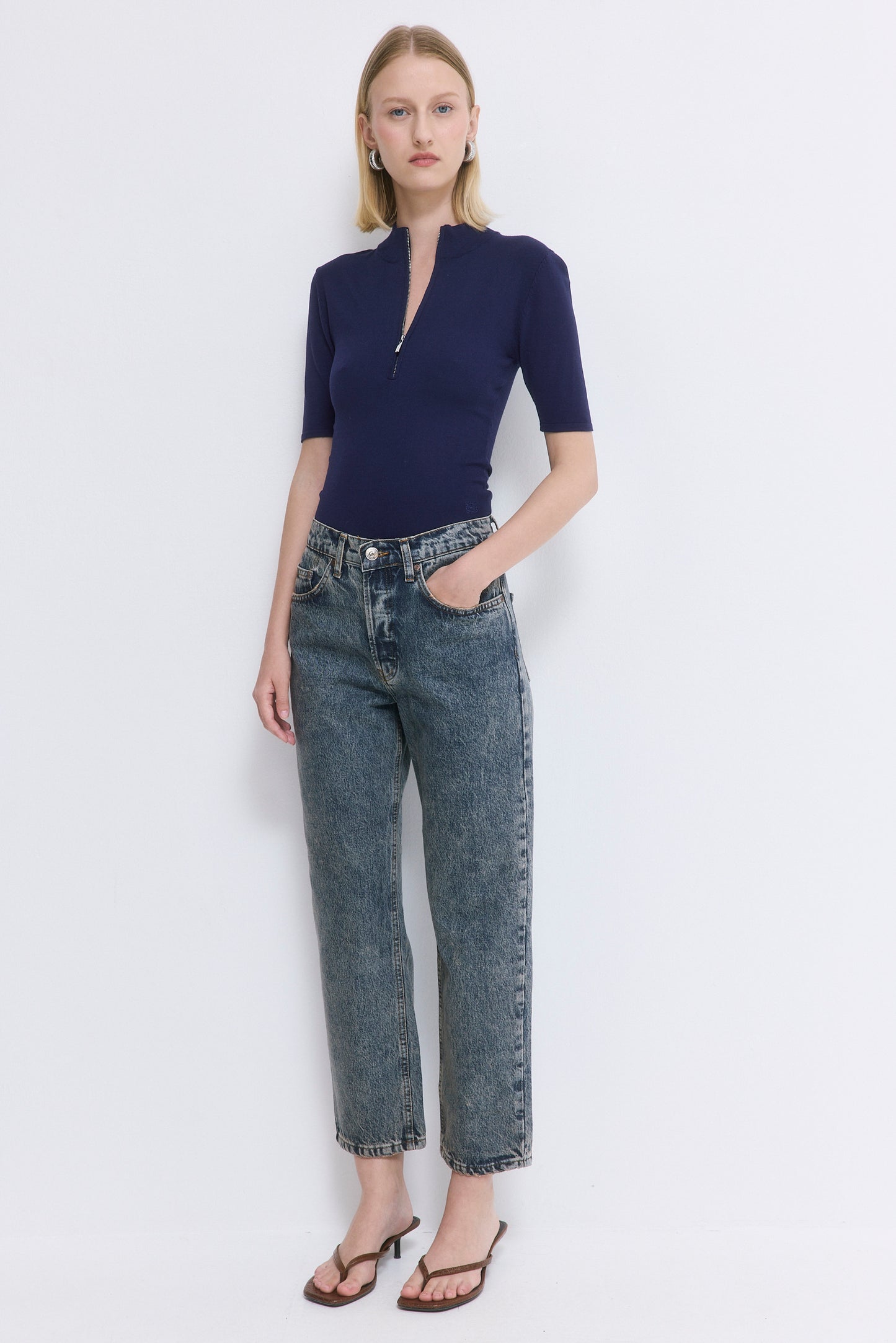 No.5| High Waist Straight Cropped Denim
