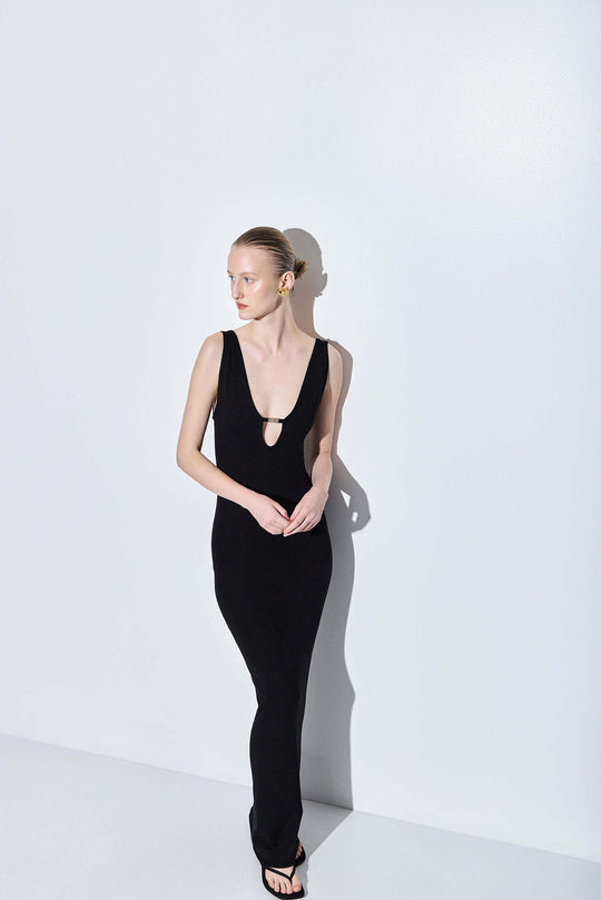 V Neck Buckle Maxi Dress