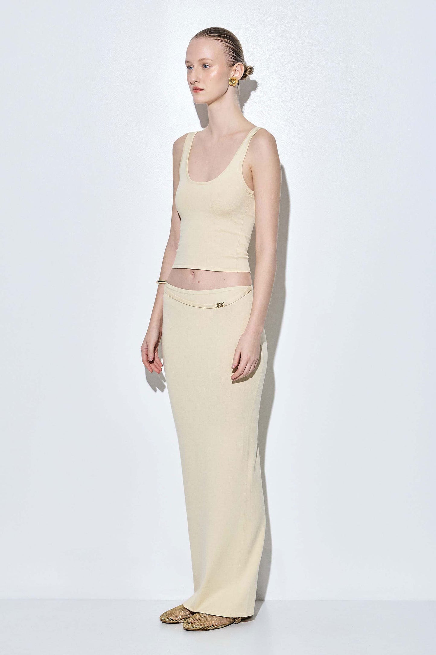 Knitted Buckle Maxi Skirt