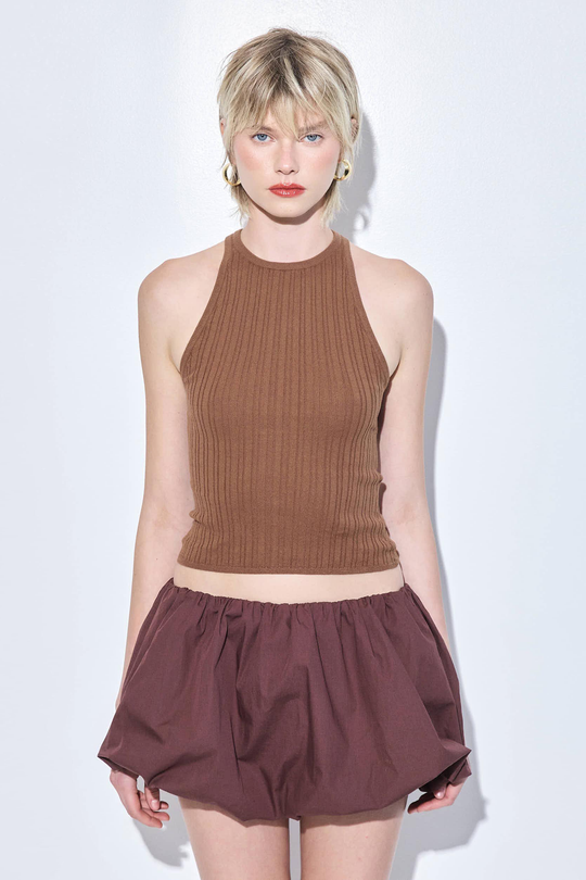 Ribbed Crew Neck Tank Top