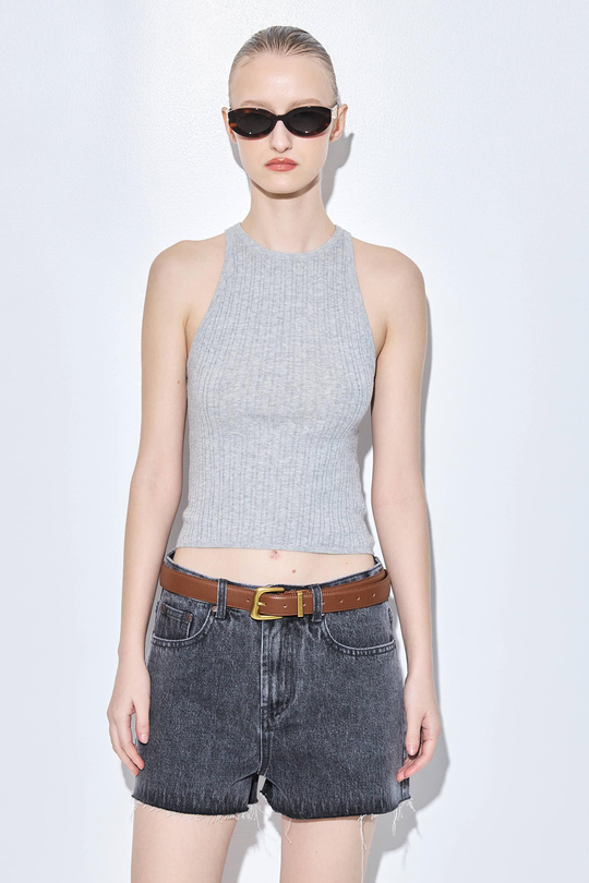 Ribbed Crew Neck Tank Top