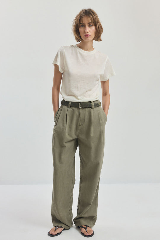 Cotton Pleated Pants