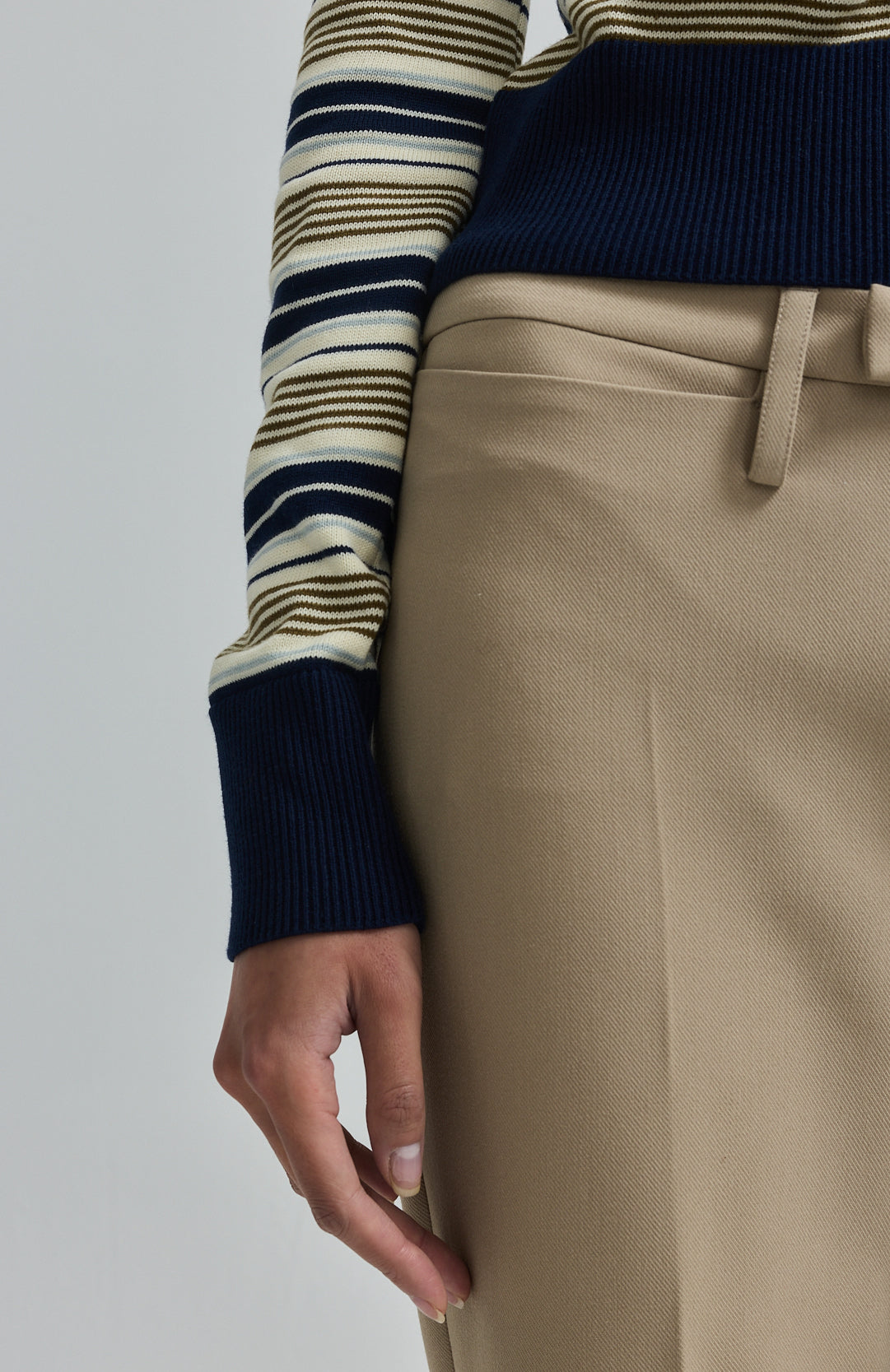 Long Sleeved Striped Polo
