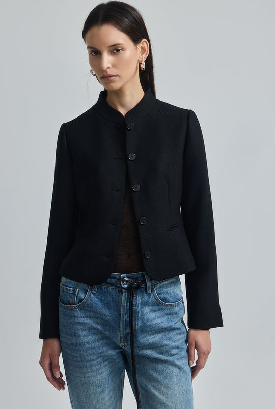 Mandarin Collar Wool Jacket