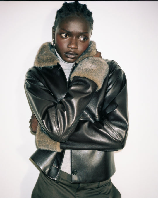 Vegan Leather Faux Fur Jacket
