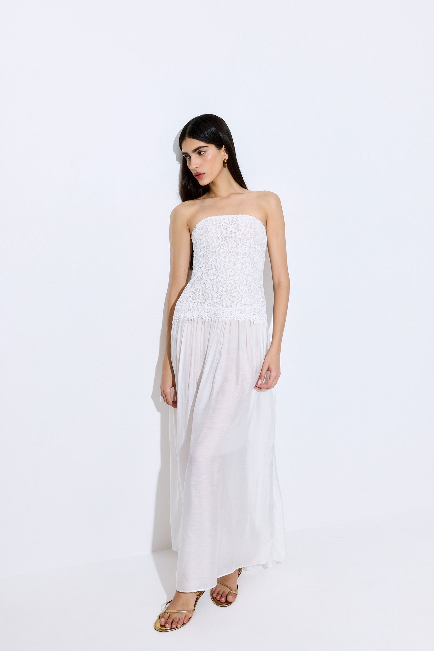 Lace Drop Waist Maxi Dress