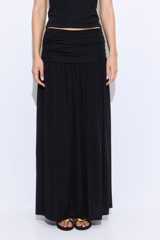 Draped Jersey Maxi Skirt