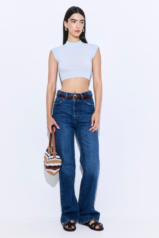 Cropped Sheer Sleeveless Knit