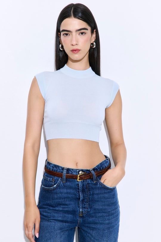 Cropped Sheer Sleeveless Knit