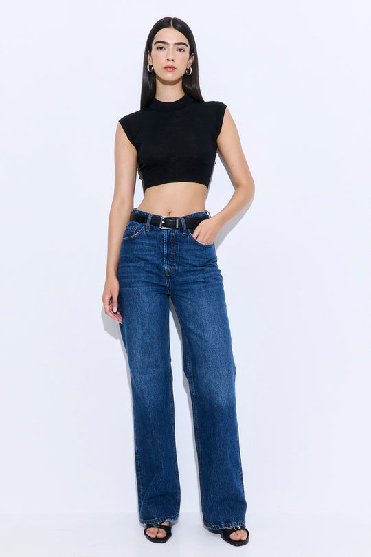 Cropped Sheer Sleeveless Knit