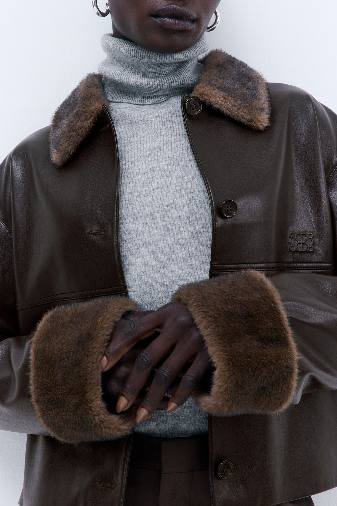 Vegan Leather Faux Fur Jacket