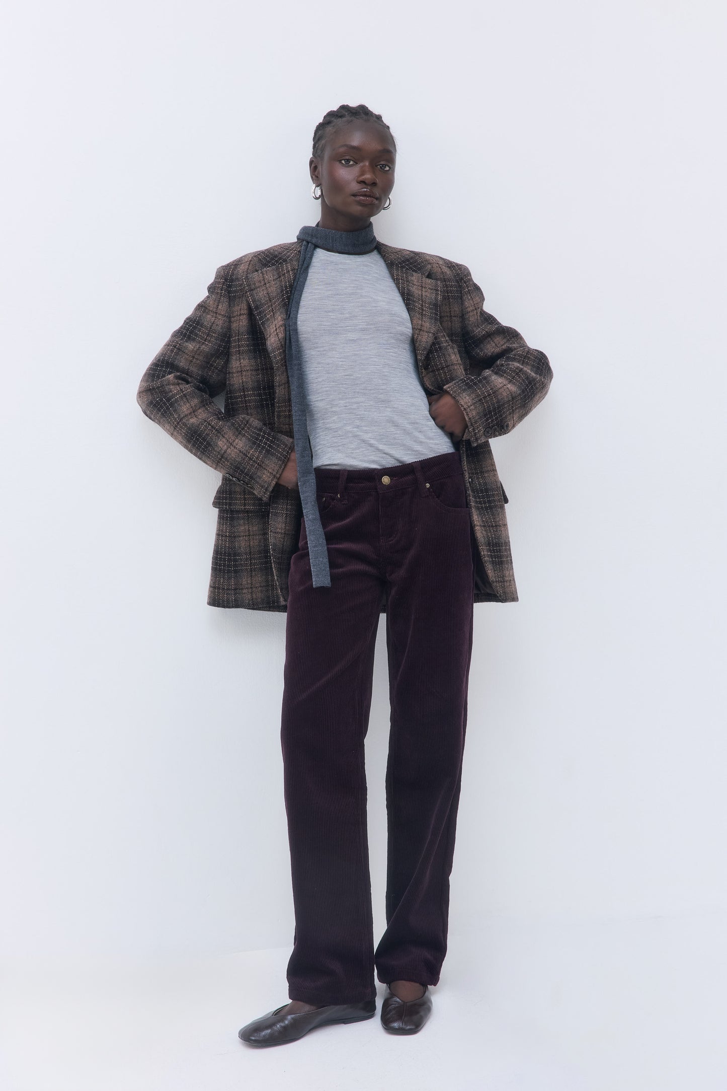 Mid Waist Corduroy Pants