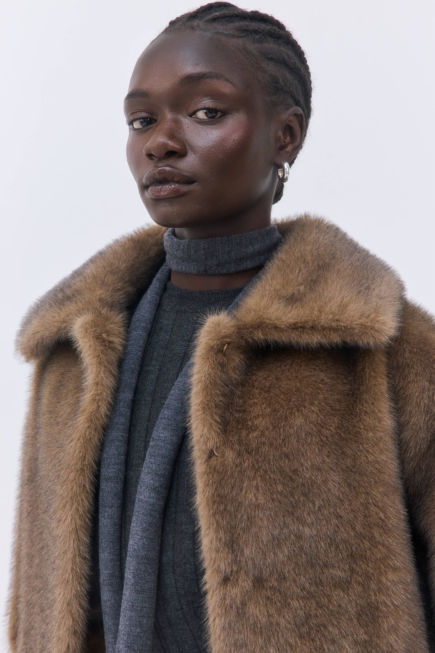 Faux Fur Cropped Coat