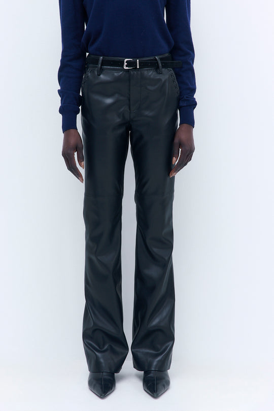 Stitch Detail Vegan Leather Pants