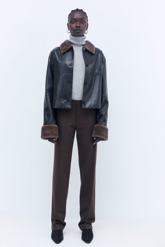 Vegan Leather Faux Fur Jacket