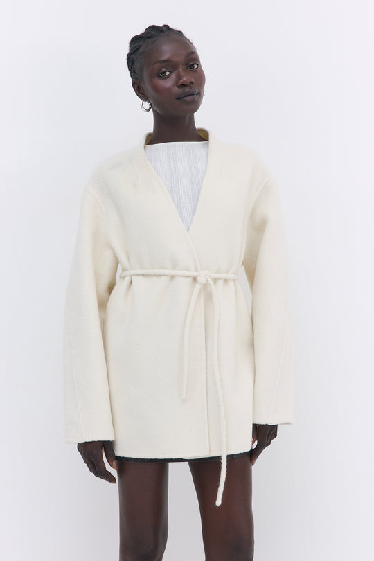 Double Wool Wrap Coat