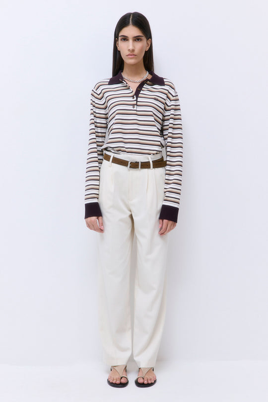 Long Sleeved Knitted Polo Shirt