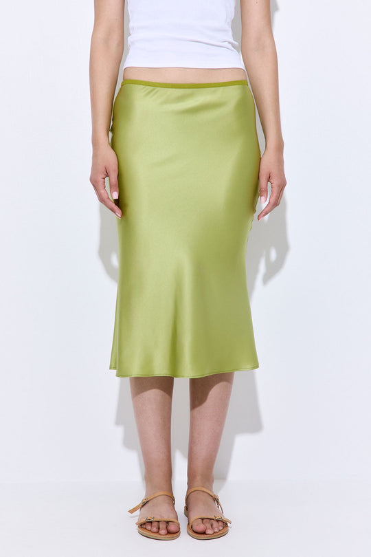 Satin Slip Midi Skirt