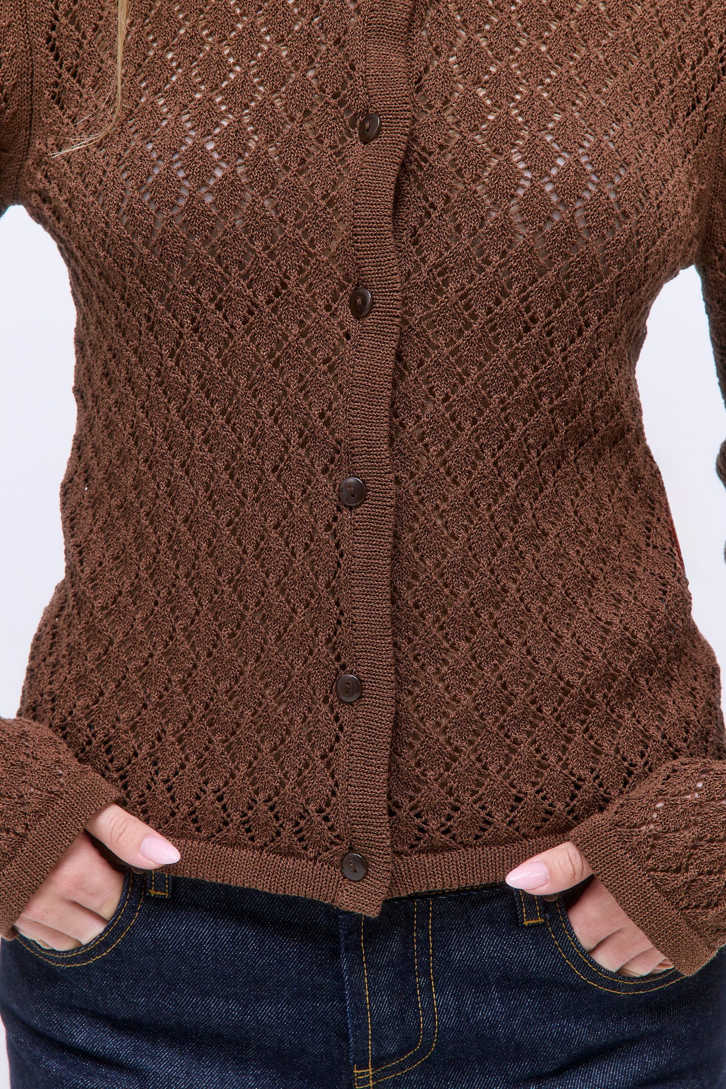 Diamond Knit Crochet Cardigan