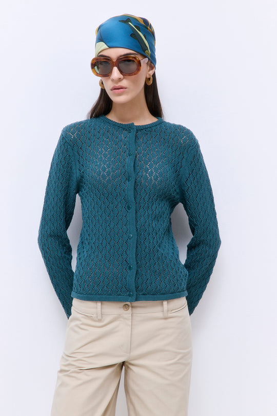 Diamond Knit Crochet Cardigan