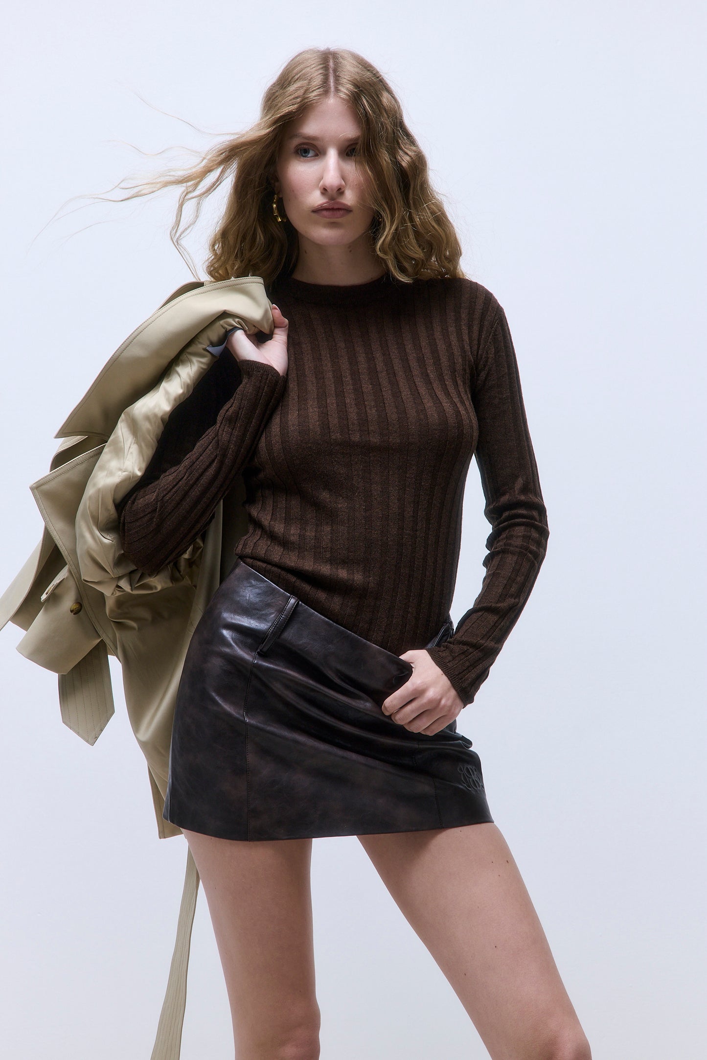 Oversized Cropped Double Breasted Trench Coat