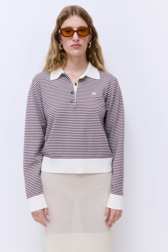 Long Sleeved Knitted Polo Shirt