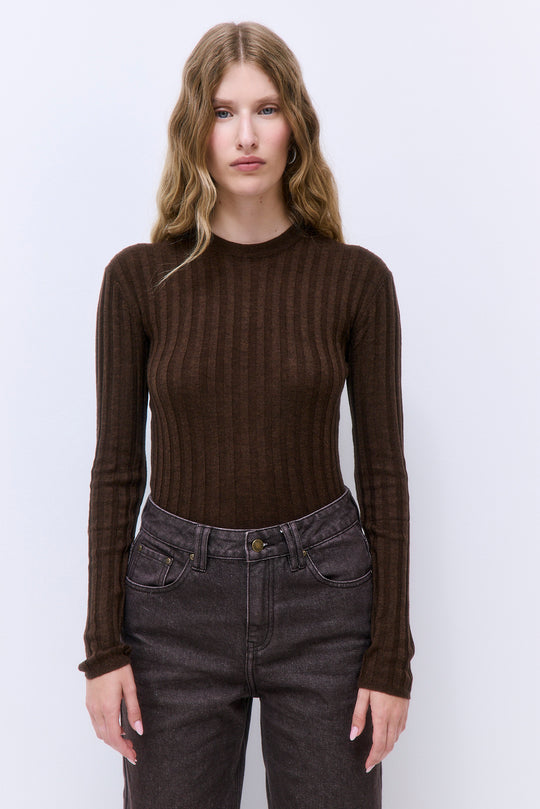 Soft Ribbed Crew Neck