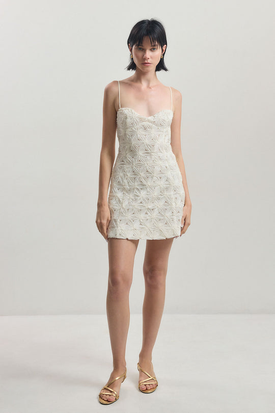 Embossed Floral Corset Mini Dress