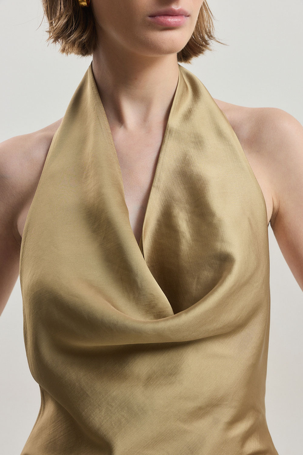 Twill Draped Halter Top