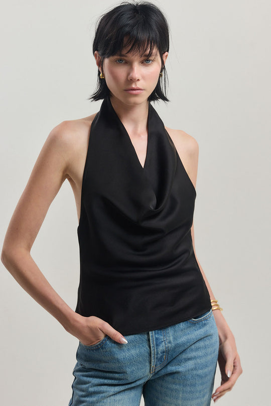 Twill Draped Halter Top