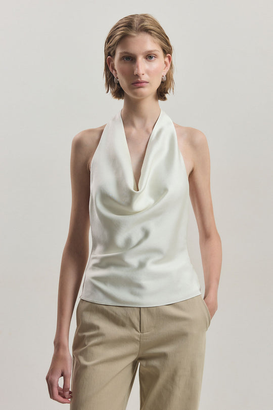Twill Draped Halter Top