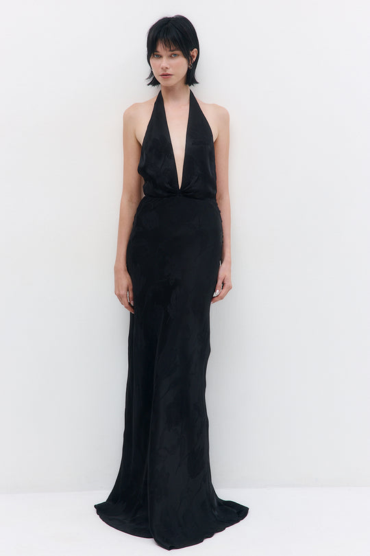 Satin Halter Maxi Dress