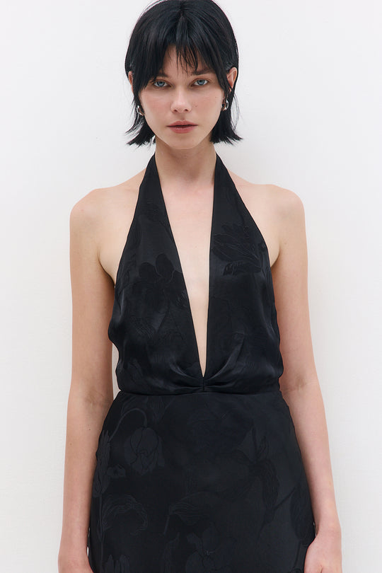 Satin Halter Maxi Dress