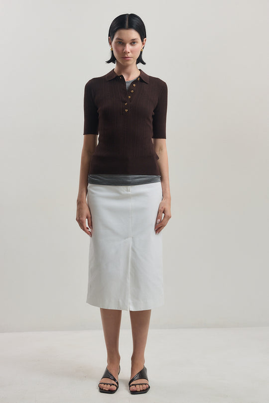 Mid Sleeve Polo Top