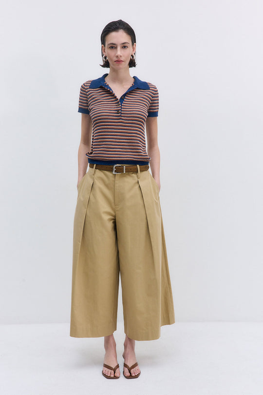 Striped Crochet Polo